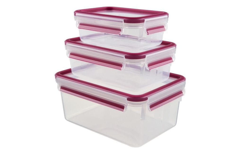 Emsa Récipients à provisions 3 pièces, 3.85 l, Transparent/Rose