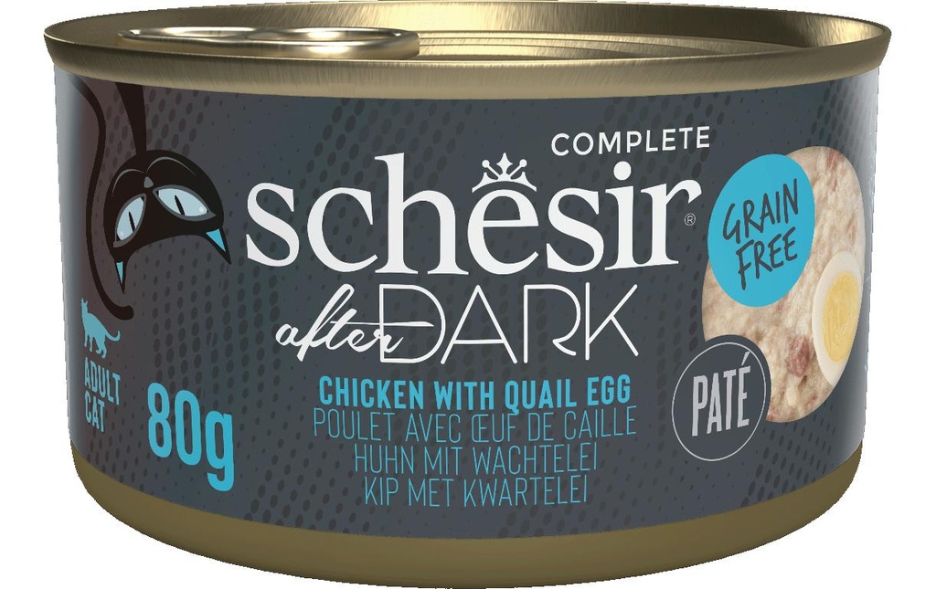 Schesir Alimentation humide after Dark Complete Paté Poulet avec œuf de caille, 80 g