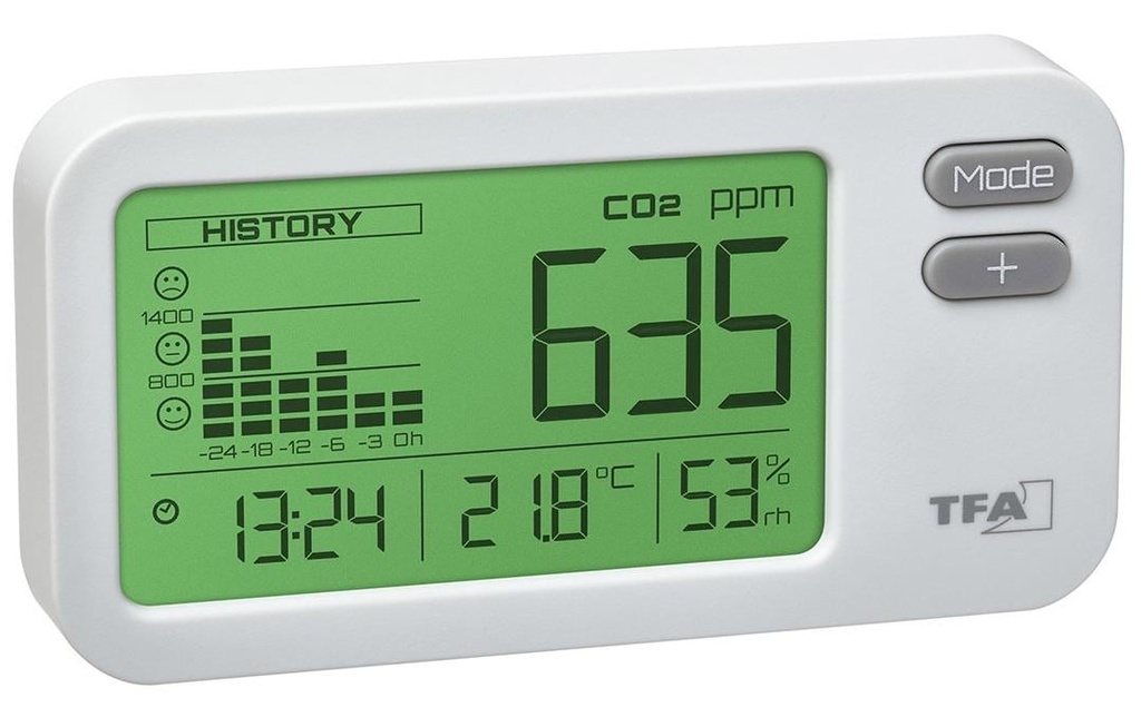 TFA Dostmann Moniteur de qualité de l'air CO2 Airco2ntrol Coach Blanc