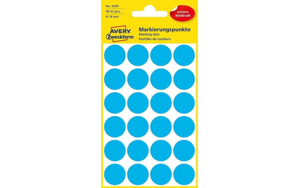 Avery Zweckform Pastilles adhésives 18 mm Bleu