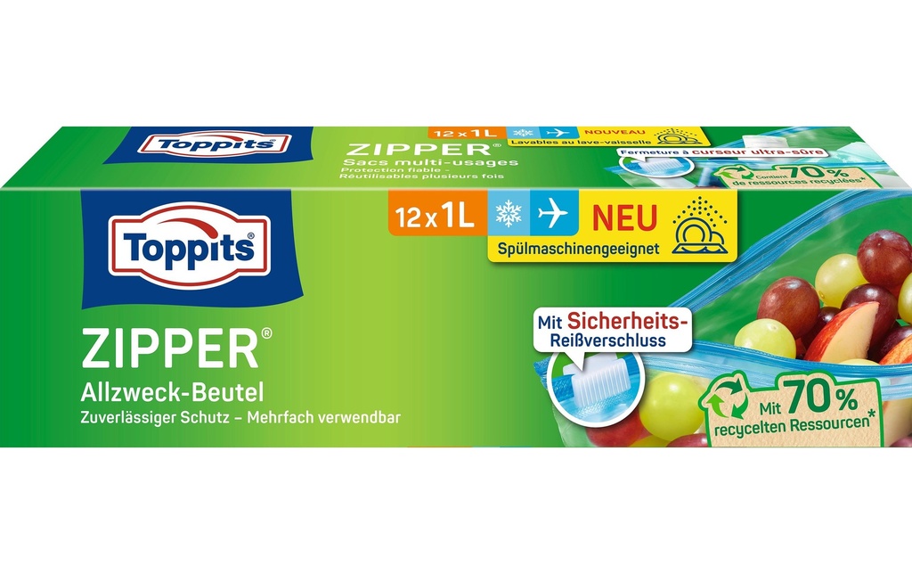 Toppits Sachets fraîcheur Zipper 15 cm x 20 cm, 12 Pièce/s