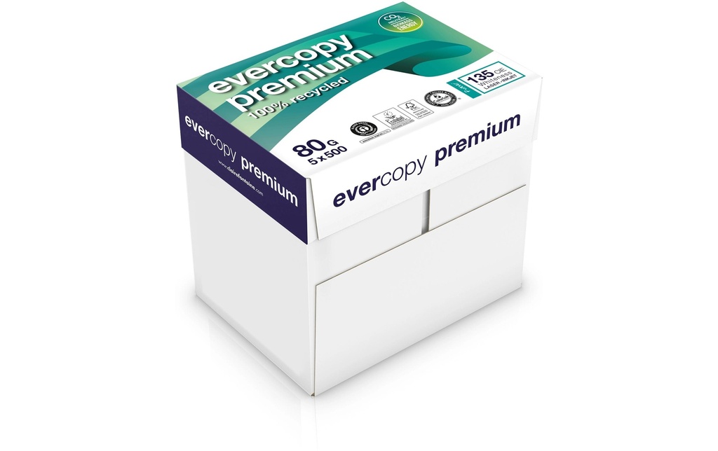 Evercopy Papier pour photocopie Premium 5 x 500 feuilles, 80g, blanc