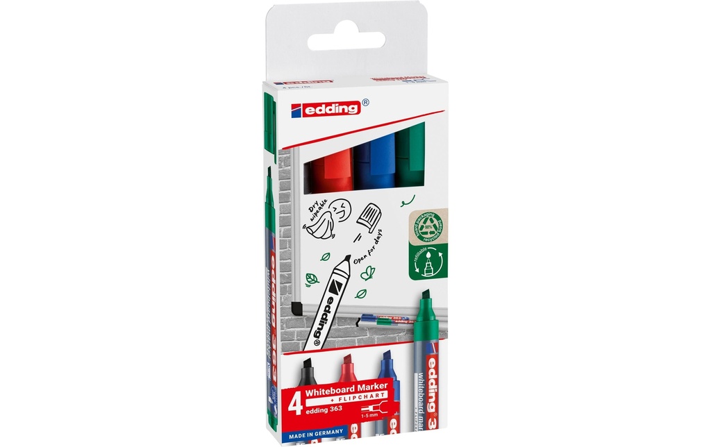 edding Marqueur pour tableau blanc 363, 4 pièces