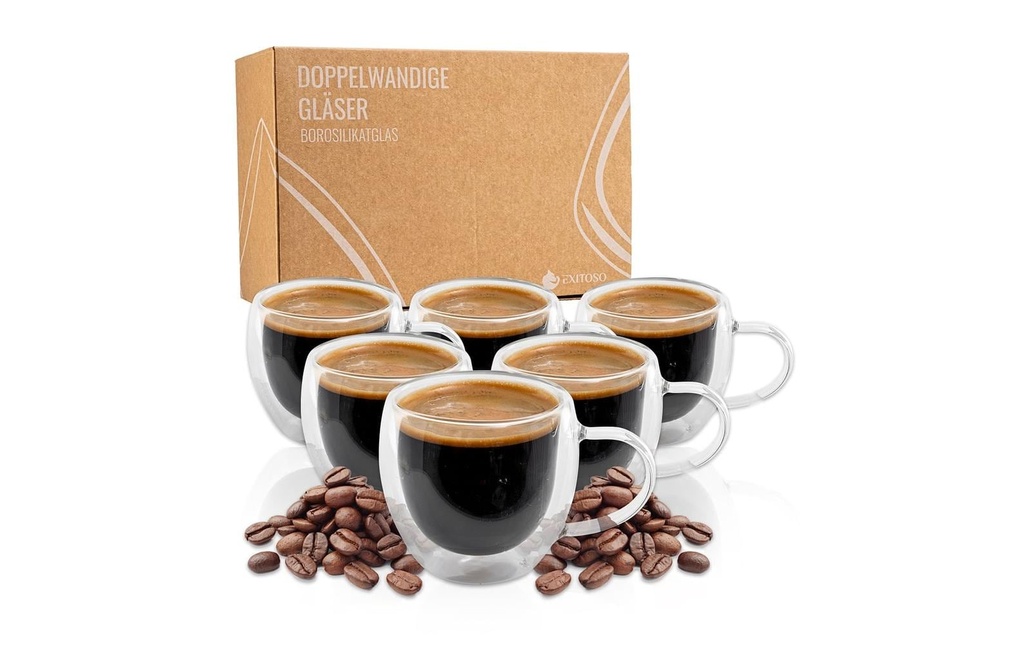 Exitoso Verres à espresso 80 ml, 6 Pièce/s, Transparent
