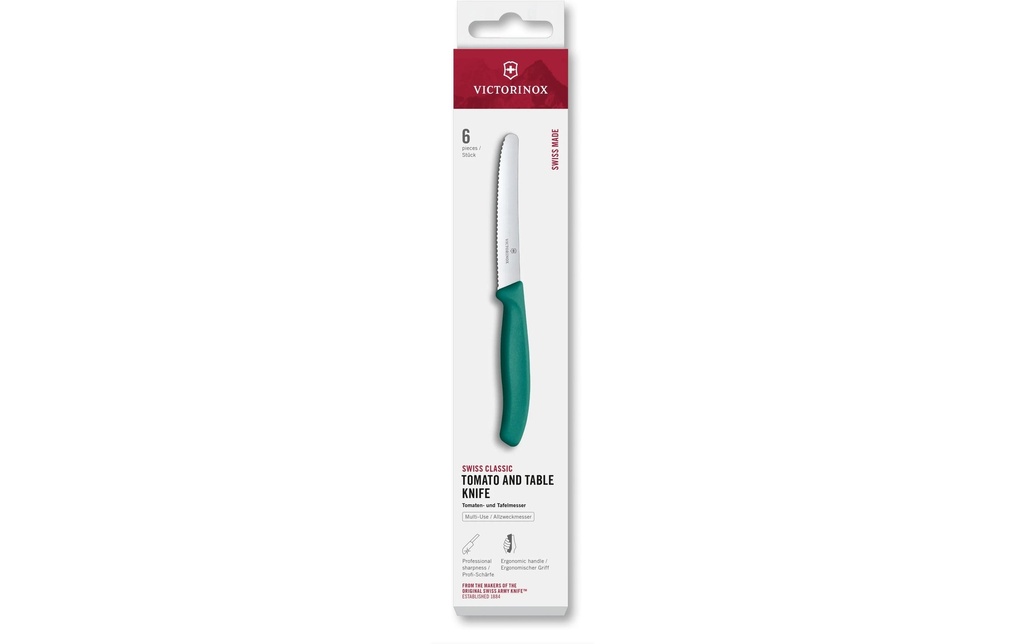Victorinox Couteau de table Swiss Classic, 11 cm, vert, 6 pièces