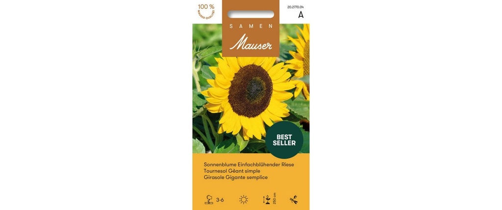 Samen Mauser Semence Tournesol fleur simple. colossal