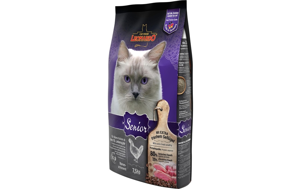 Leonardo Cat Food Alimentation sèche Volaille senior, 7.5 kg