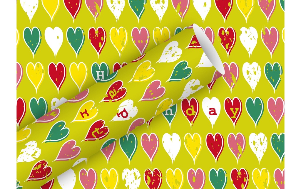Braun + Company Papier cadeau Heart Birthday 2 m x 70 cm