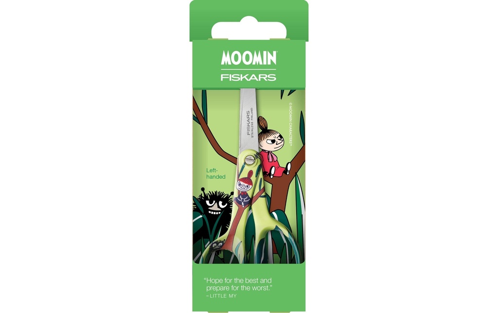 Fiskars Ciseaux pour enfants Moomin Little My Links 13 cm, pour gauchers, vert