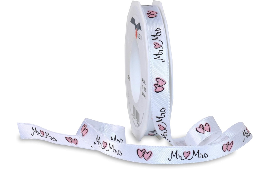 [661525601] PRÄSENT Ruban cadeau MR&MRS Satin (20 pces)