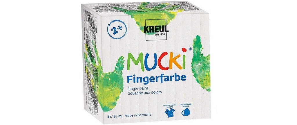 Kreul Peinture aux doigts Mucki 150 ml, 4 pièces
