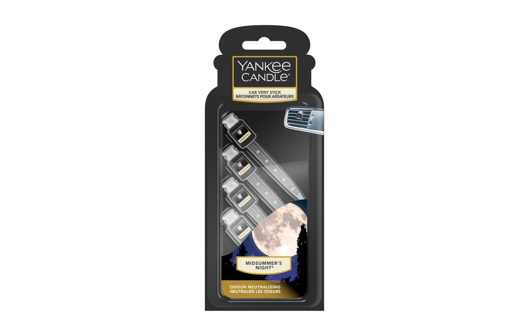 Yankee Candle Bâton désodorisant pour voiture 4 pièces Midsummer's Night