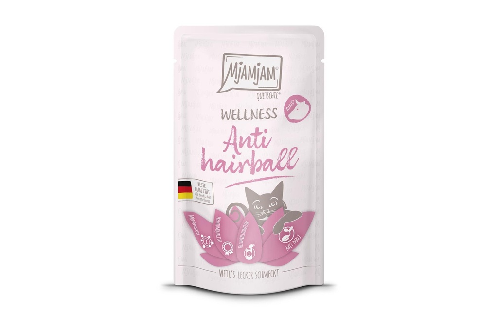 Mjamjam Alimentation humide Wellness Anti Hairball Bœuf, 125 g