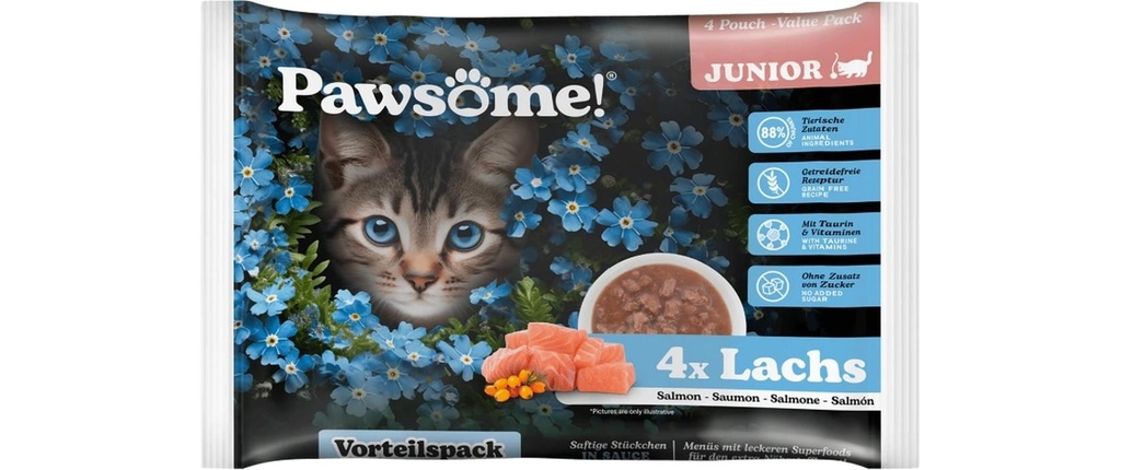 Pawsome Cat Superfood Kitten saumon 4 x 85 g