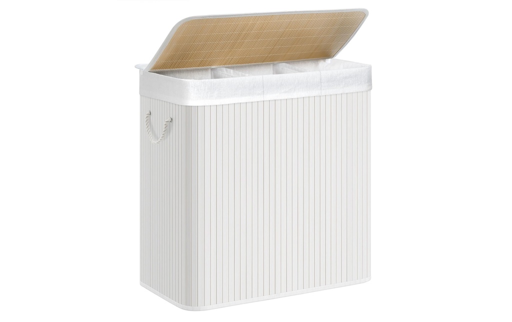 Songmics Corbeille à linge avec couvercle 150 l, Blanc