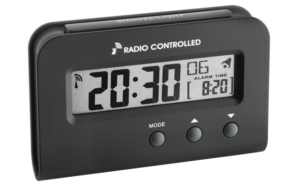 TFA Dostmann Réveil radio-piloté Noir