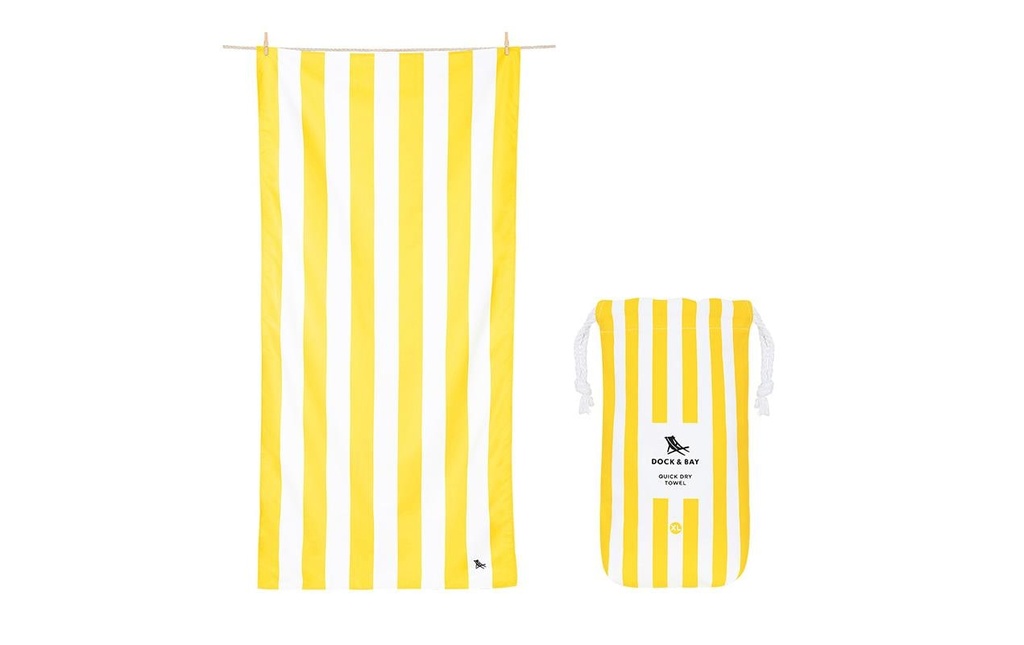 Dock & Bay Serviette de plage Cabana L, Blanc, Jaune