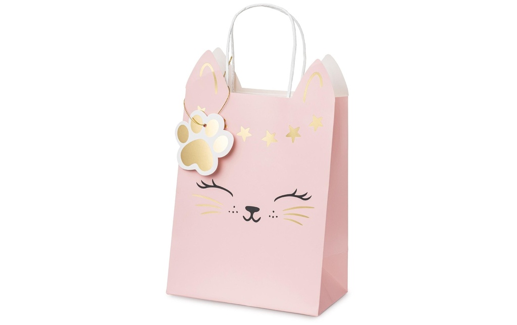 Partydeco Sachet cadeau chat, 1 Pièce/s, Rose pâle
