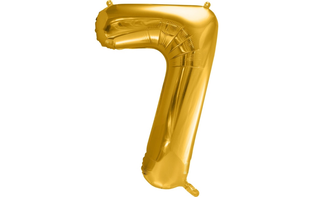 Partydeco Ballon en aluminium Chiffre 7 grand 86 cm, doré, 1 pièce