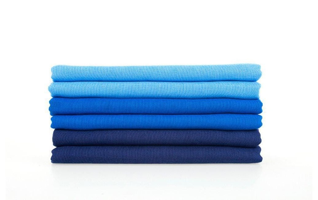MAKIAN Serviette en gaze 6-er Set 80 x 80 cm uni bleu