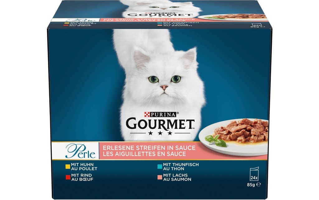 Purina Gourmet Alimentation humide Perle de lamelles exquises en sauce 24 x 85g