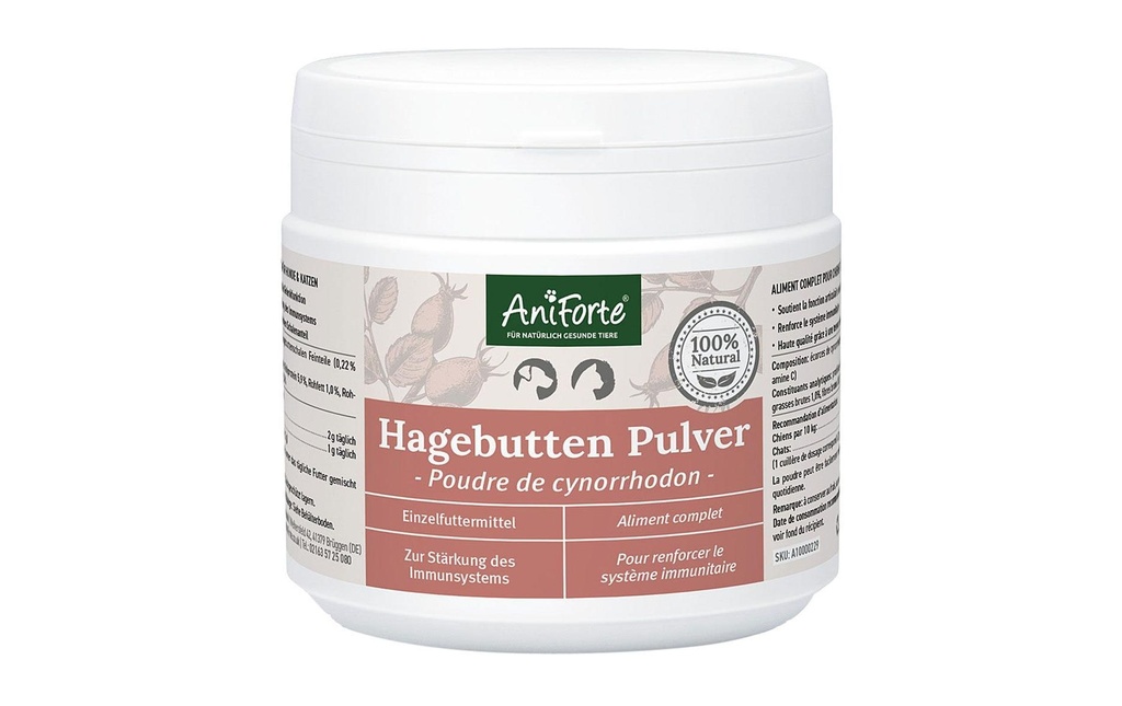 AniForte Supplément alimentaire pour chiens Poudre de cynorrhodon, 250 g