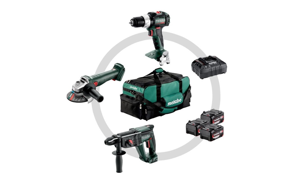 Metabo Combo Set 3.1, SB 18 LT BL + W 18 L 9-125 + KH 18 LTX 24