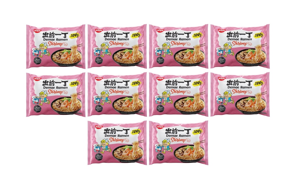 Nissin Food Demae Ramen Soupe de nouilles aux crevettes 10 x 100 g