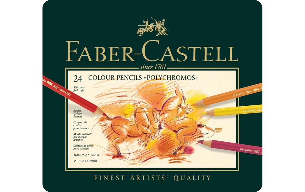 Faber-Castell Crayons de couleur Polychromos Étui métallique de 24 pièces