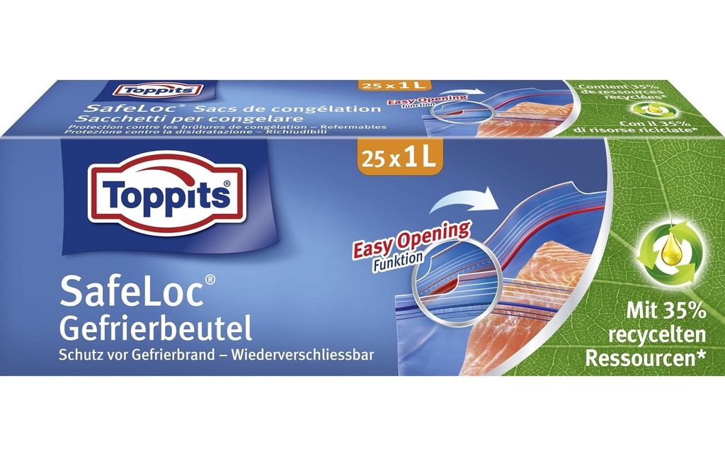Toppits Sacs de congélation Serrure double SafeLoc 25 pièces