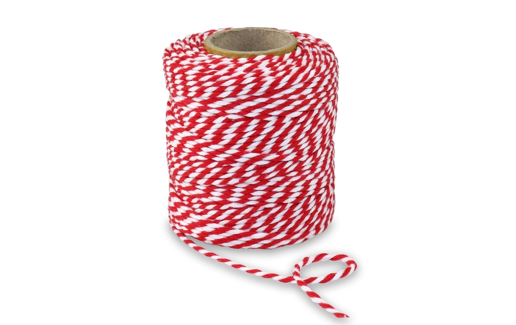 [661905609] PRÄSENT Corde en coton rouge/blanc (50 pces)