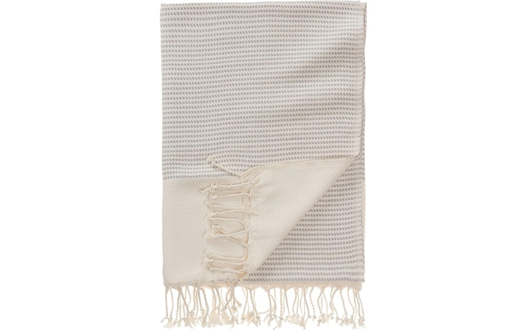 Urbanara Serviette de plage Bolu 95 x 180 cm, gris clair / blanc naturel