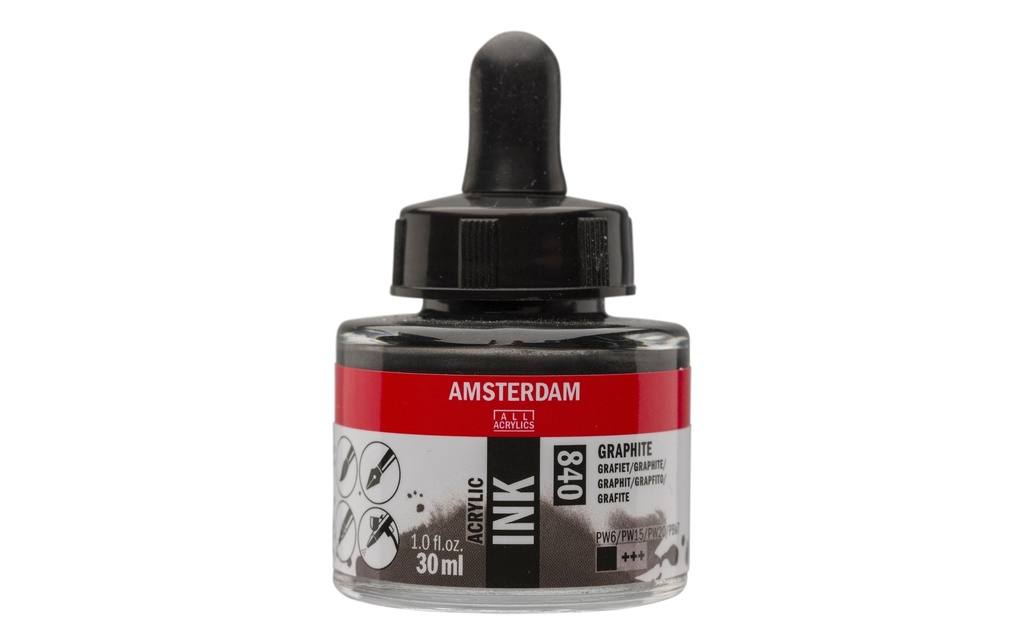 Amsterdam Encre acrylique 840 Graphite opaque, 30 ml 30 ml, Graphite