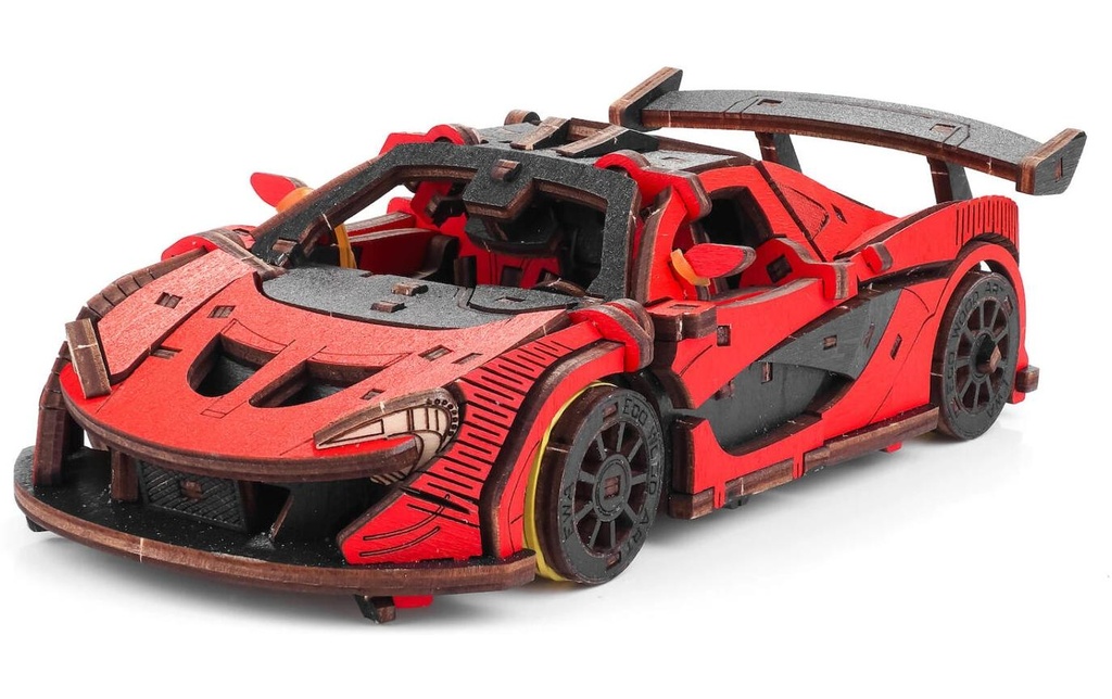 Eco-Wood-Art Kits de montage Voitures de course Rouge