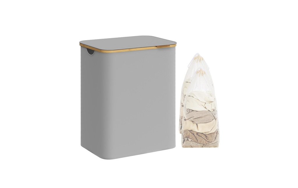 Songmics Corbeille à linge pliable avec 2 compartiments 130 l, Gris