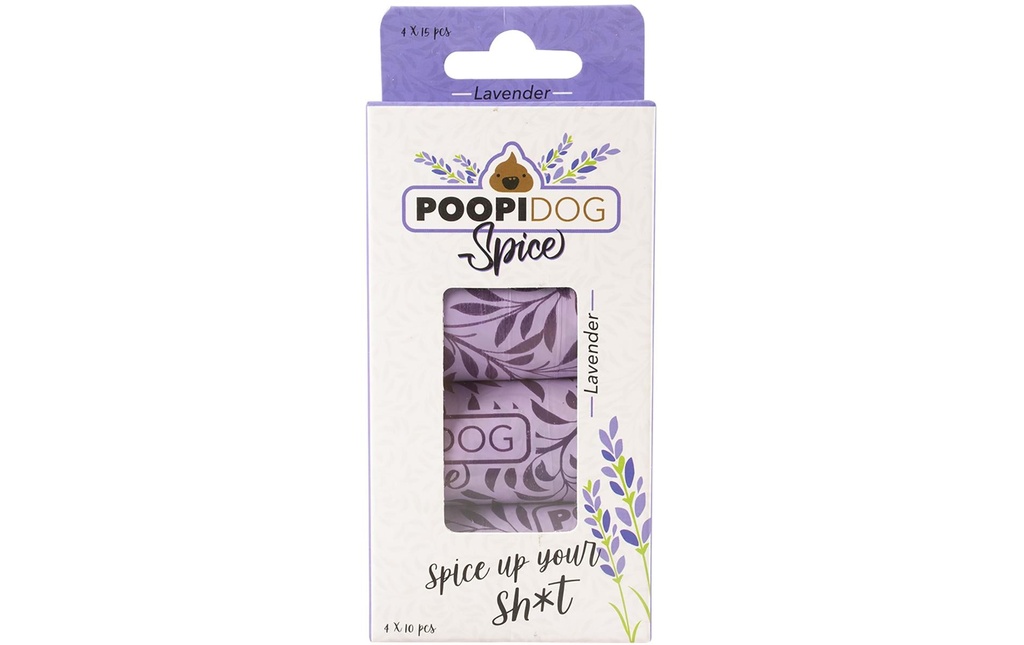 duvoplus Sac à excréments de chien avec un parfum de lavande, 4 rouleaux de 15 sachets