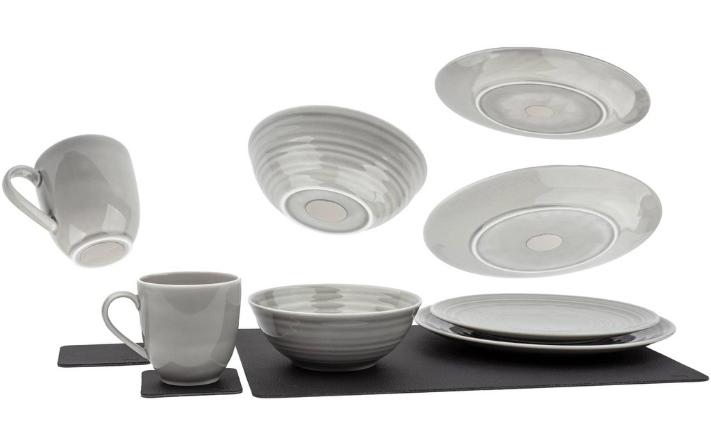Silwy Set de vaisselle en porcelaine magnétique Ash
