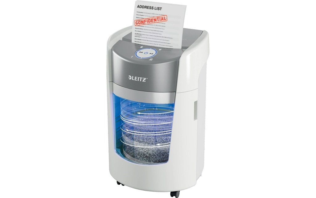 Leitz Bürogeräte Déchiqueteuse de documents IQ OptiMax Small Office 350 P-5, 22 l, blanc