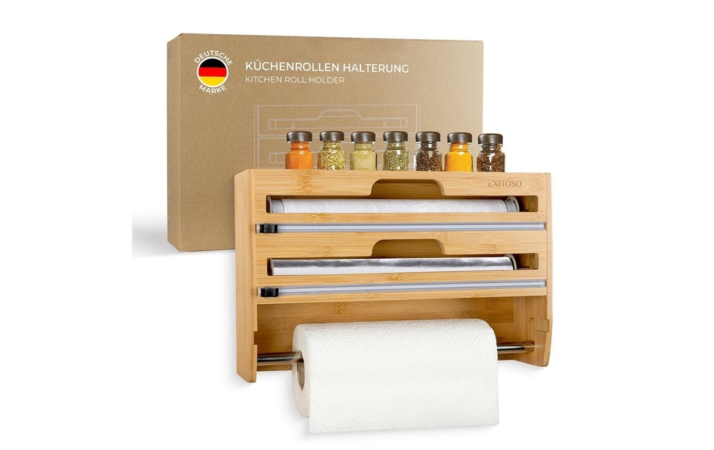 Exitoso Porte-rouleau de cuisine 3 en 1 Brun