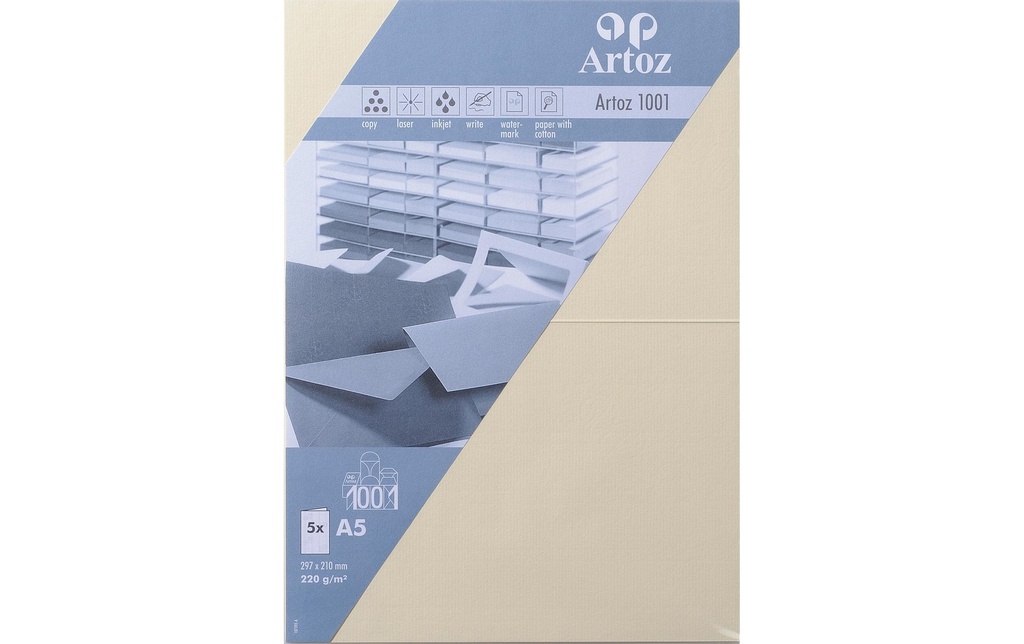 Artoz Carte vierge 1001, A5, 5 feuilles, Chamois