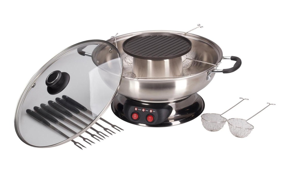 Nouvel Service à fondue à la viande Gourmet Pot 16 Pièce/s, Argenté