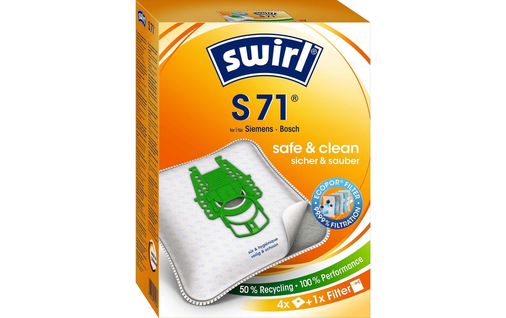 Swirl Sac filtrant pour aspirateur S 71 4 Pièce/s