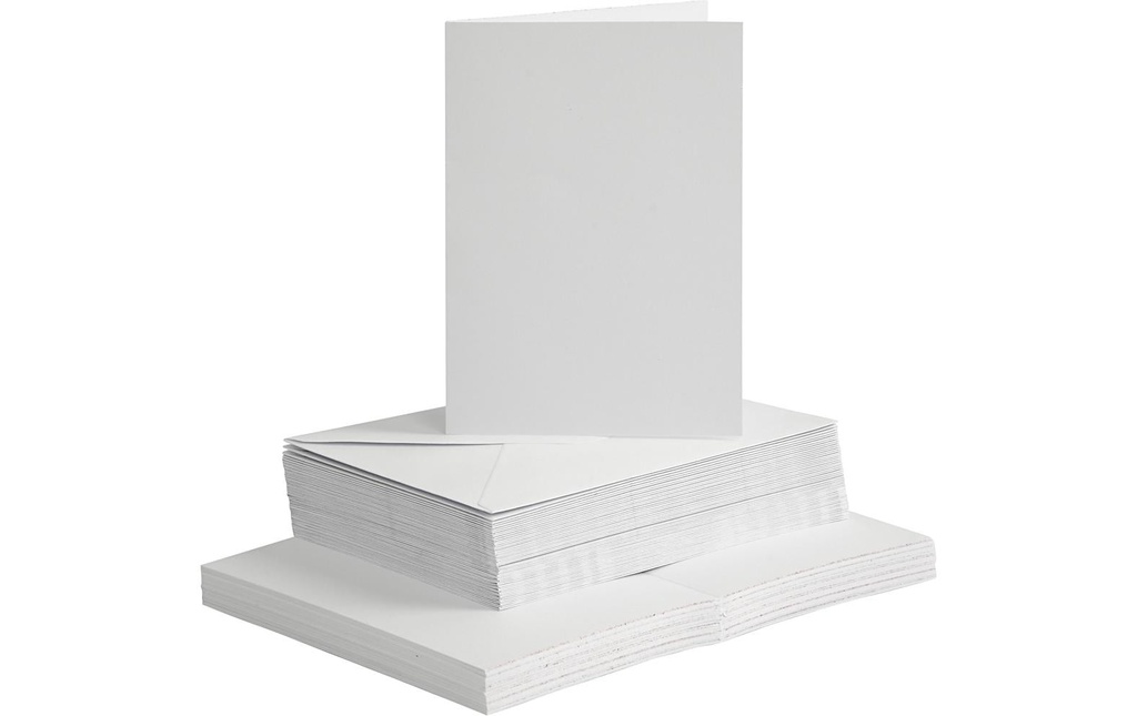 Creativ Company Carte vierge et enveloppe 10.5 x 15 cm, 50 pièces, blanc