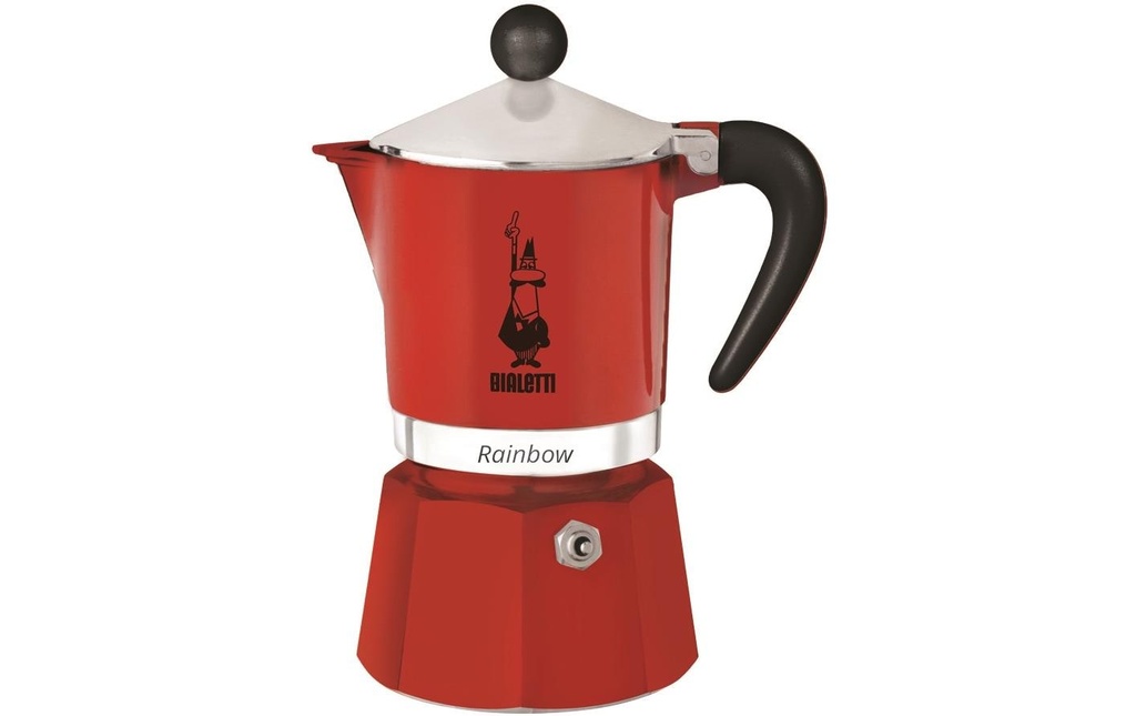 Bialetti Cafetière italienne Rainbow 3 tasses, Rouge
