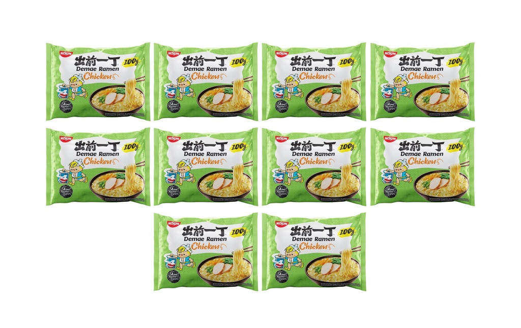Nissin Food Soupe de nouilles au poulet Demae Ramen 10 x 100 g