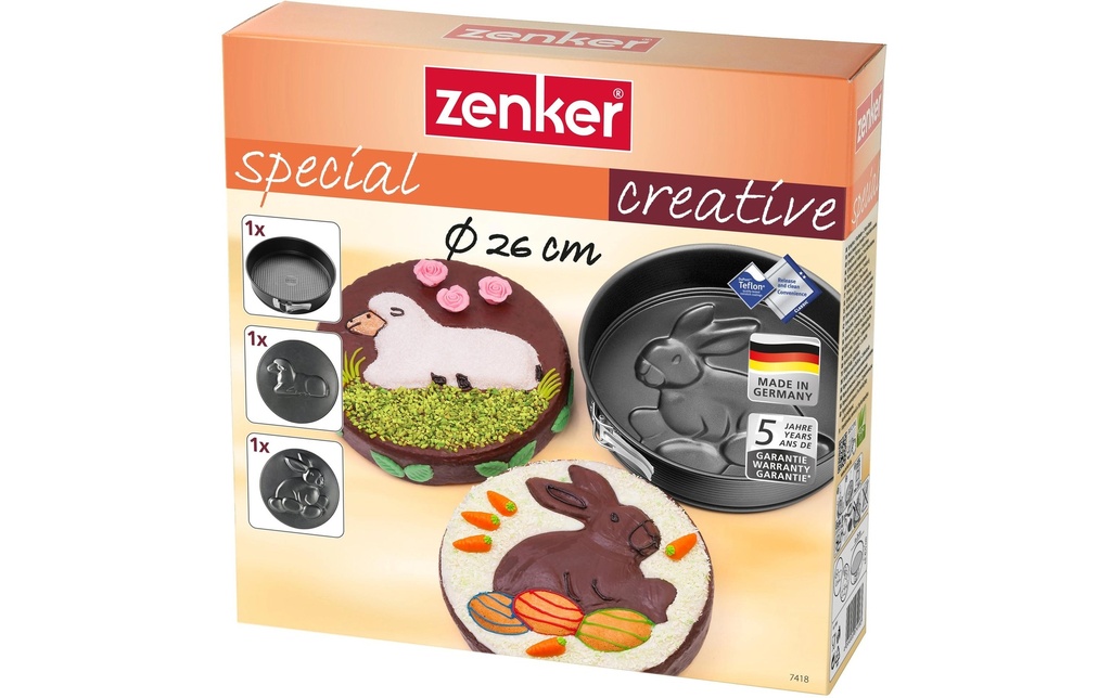 Zenker Moule à charnière lapin et agneau Lot de 3