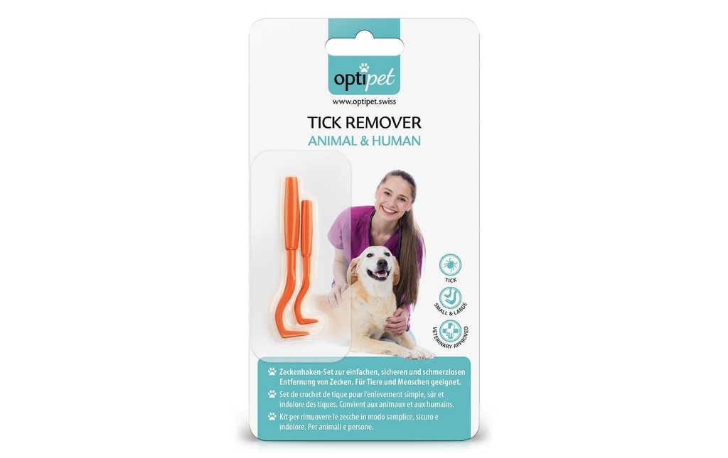 OptiPet Kit pour enlever les tics Set de 2 pièces