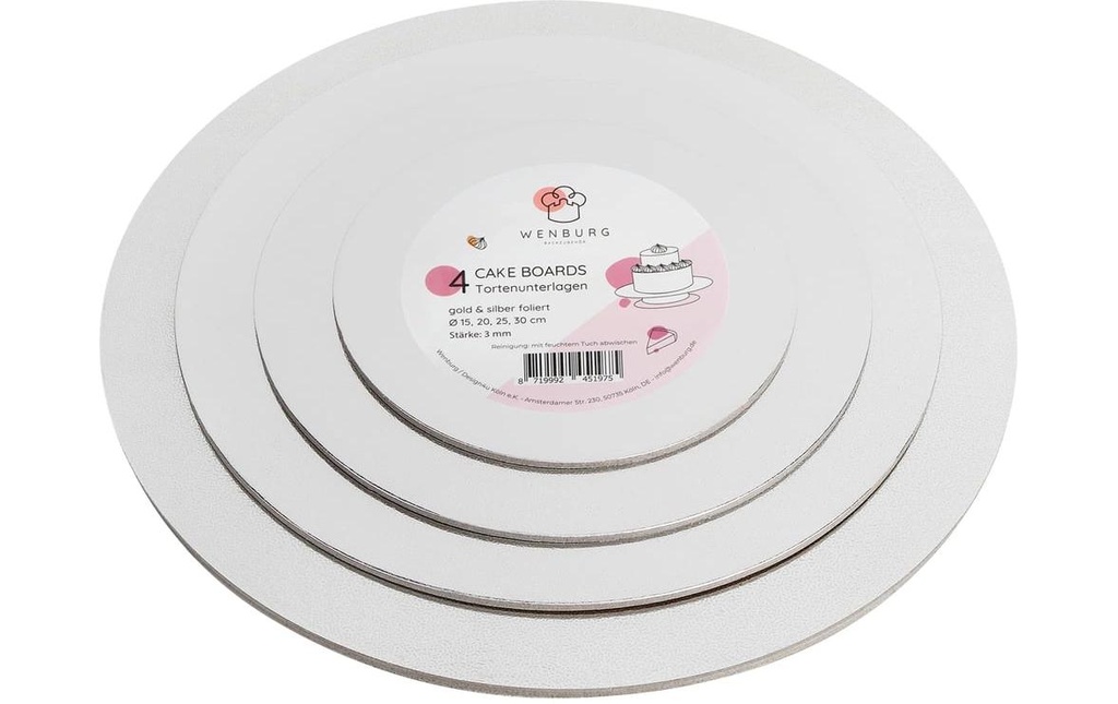 Wenburg Premium Supports à gâteaux, set de 4 - Or & Sibre