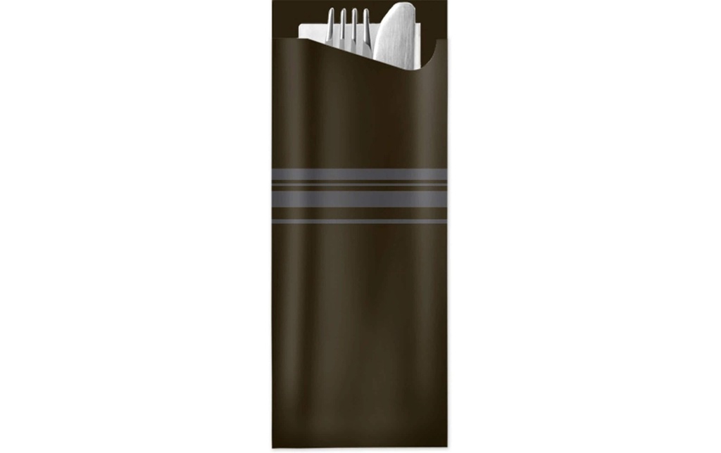 Pochetta Sets de couverts jetables Classic Stripes, 100 pièces, noir