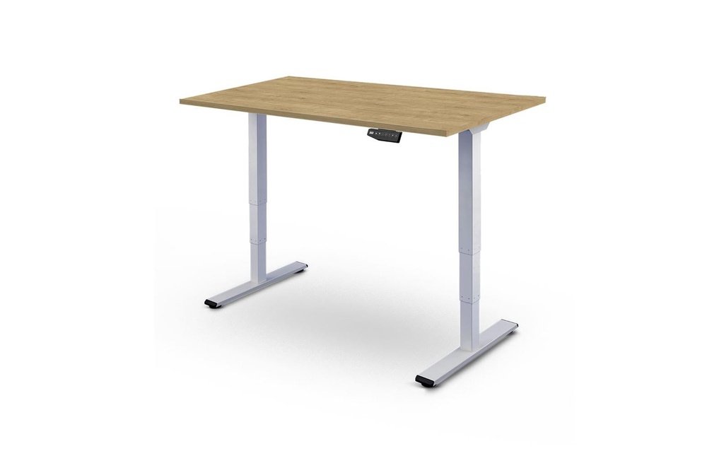 Contini table de bureau réglable en hauteur 1.8 x 0.8m, chêne/métal blanc